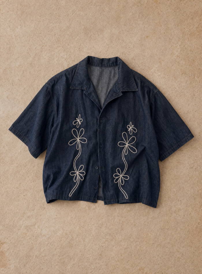 Pressed Flower Denim Shirt